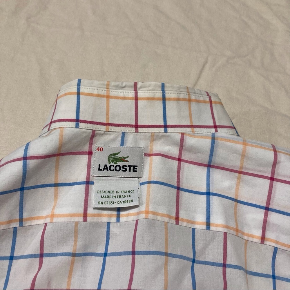 Lacoste Men's 100% Cotton Shirt - Some‎ Flaws | Neck Size 15 1/2 - 15 3/4 - Picture 6 of 16